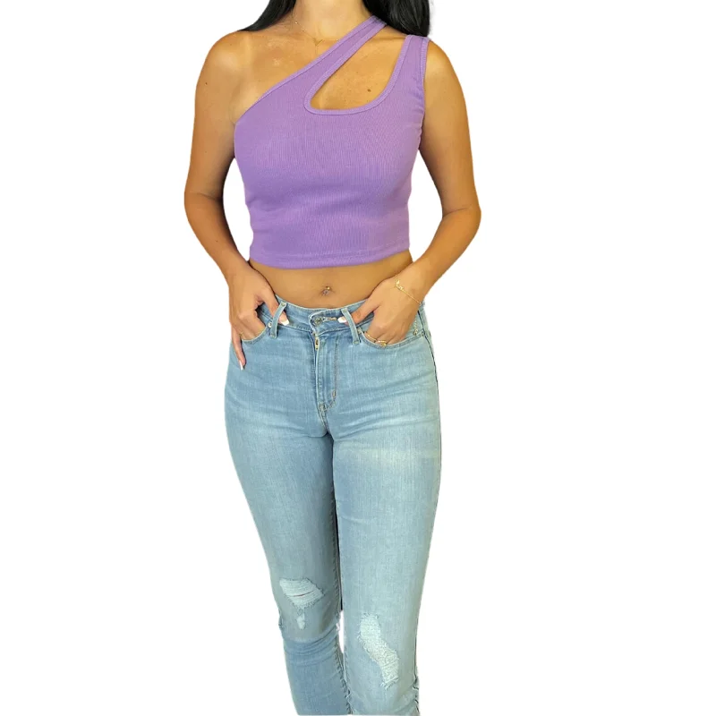 One Shoulder Double Strap Crop Top Hooded Caped Shawl Collar