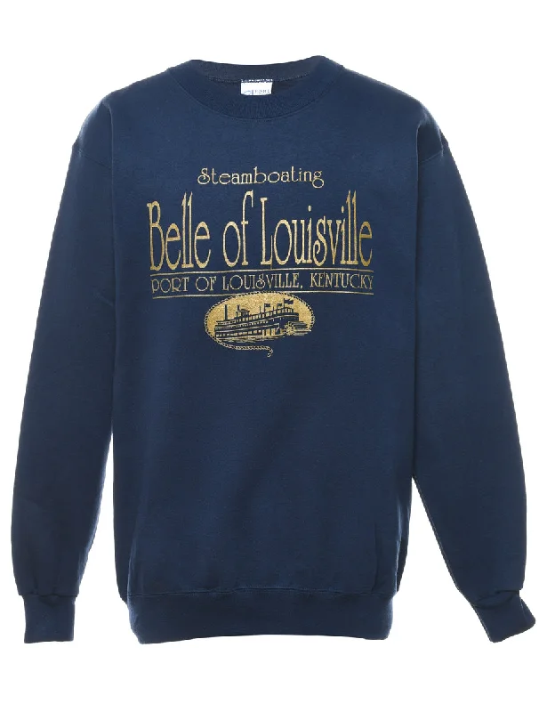 Belle Of Lousiville Steamboating Printed Sweatshirt - S Hoodie with Drawstring Waist Adjustable Fitted Belle Of Lousiville Steamboating Printed Sweatshirt - S Hoodie with Drawstring Waist Adjustable Fitted