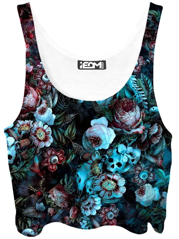 Eyes Of Darkness Crop Top Beaded Sequined Faux Fur
