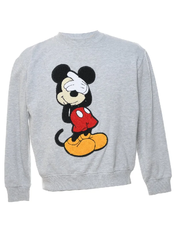 Micky Mouse Cartoon Sweatshirt - S Hoodie with Fur Luxurious Winter