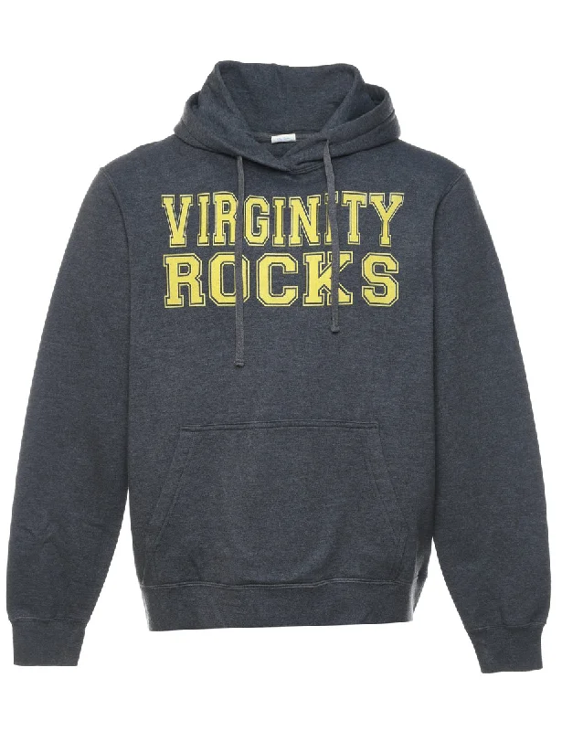 Dark Grey & Yellow Virginity Rocks Hoodie - M Hoodie with Gradient Ombre Colorful