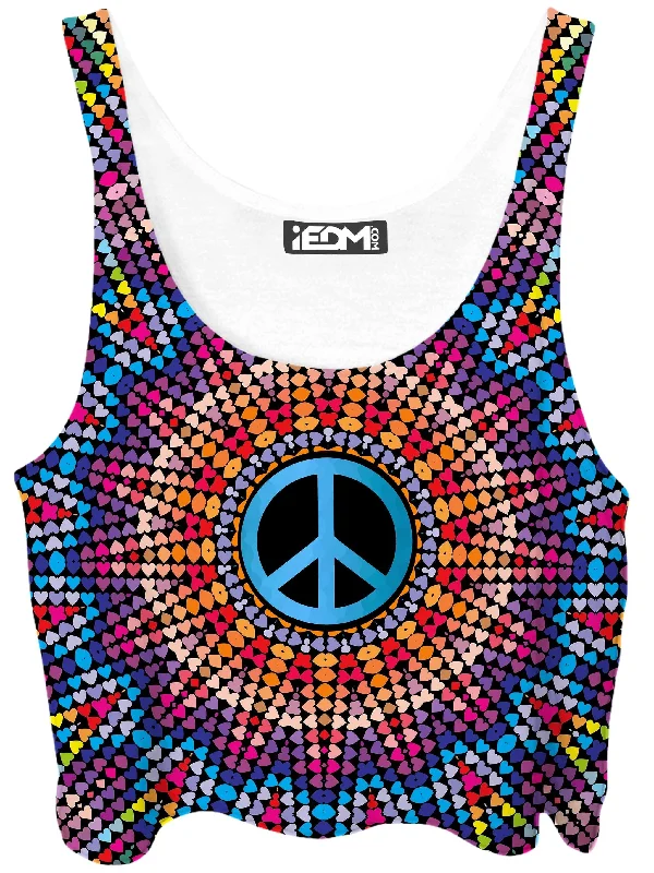 Love And Peace Crop Top Zippered Buttoned Snapped