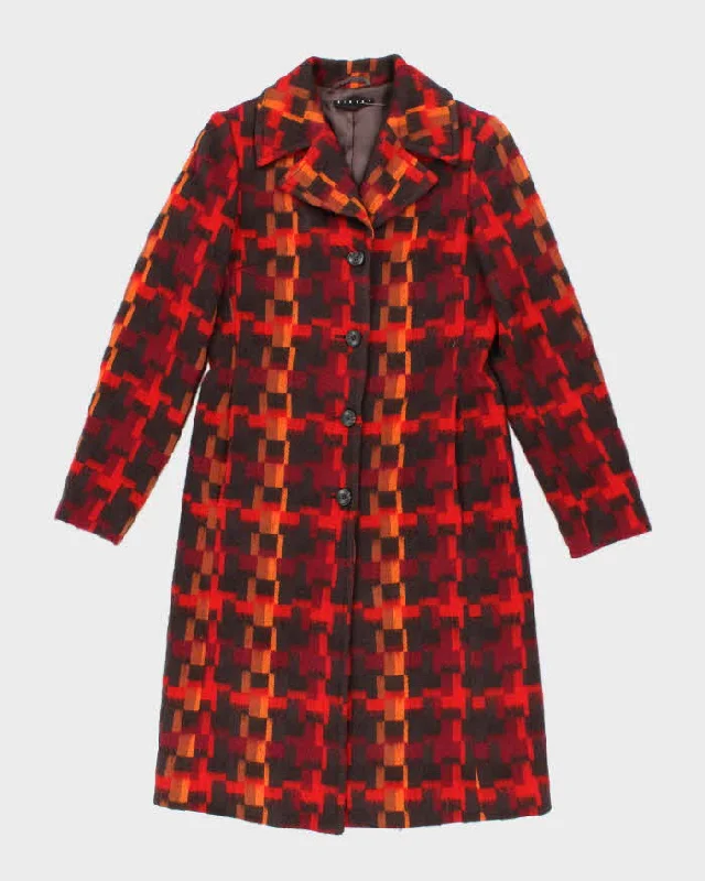Vintage Sisley Multi Coloured Wool & Mohair Blend Coat - S Bomber Jacket Denim Jacket Leather Jacket
