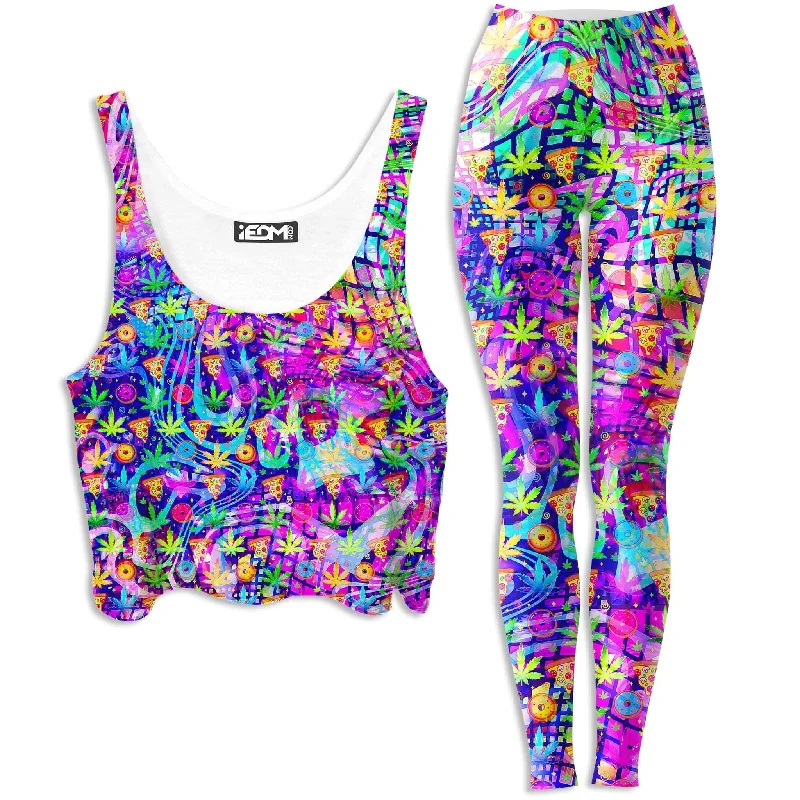 Dreamin Of Munchies Crop Top and Leggings Combo Casual Formal Business