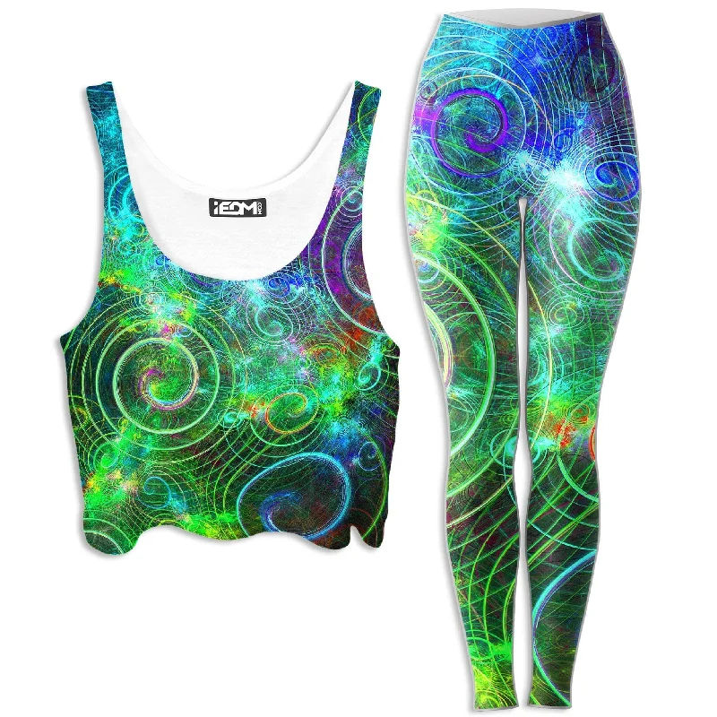 Mental Twist Crop Top and Leggings Combo Collared Crew Neck Turtle Neck