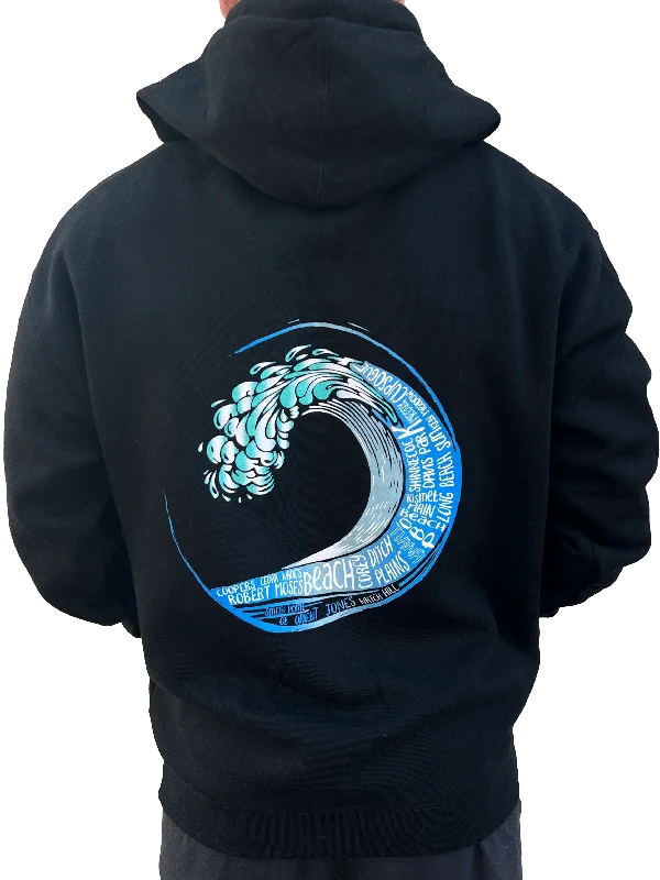 Long Island Strong Beach Wave Hoodie (Black) Hoodie with Hidden Zipper Minimalist Clean Long Island Strong Beach Wave Hoodie (Black) Hoodie with Hidden Zipper Minimalist Clean