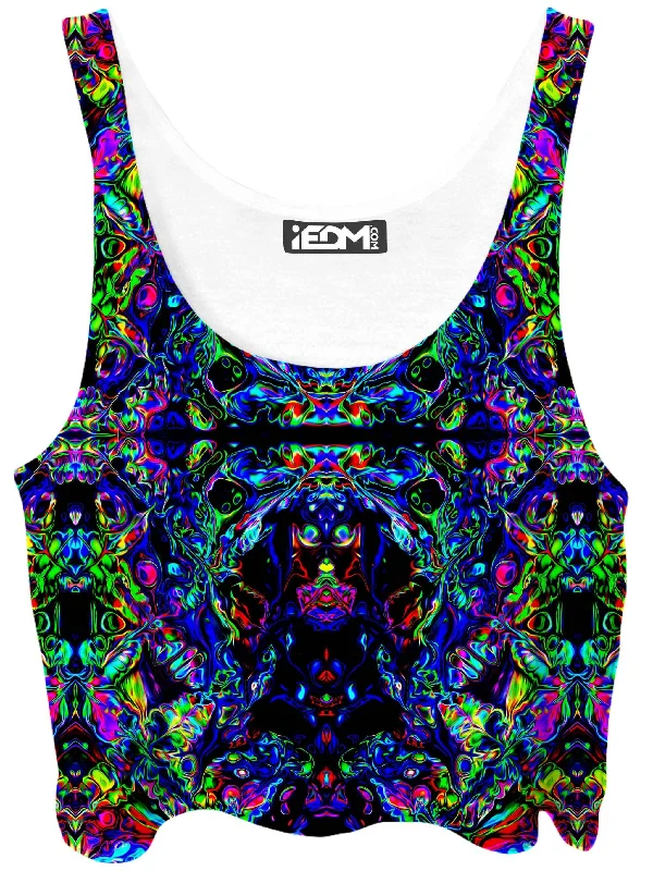 Glitch Portal Crop Top Mesh Blend Leather Blend Suede Blend