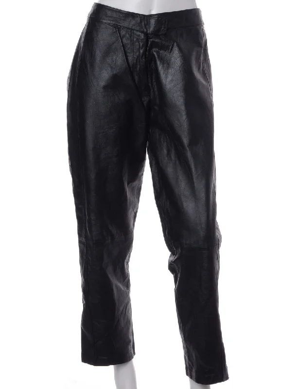 Label Bella Leather Cropped Trouser Trousers Tapered Slim Fit