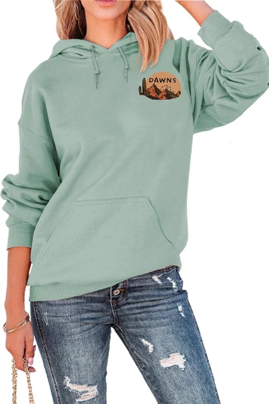 WOMEN WESTERN PRINTING PULLOVER CASUAL HOODIE Asymmetrical Hem Sweater