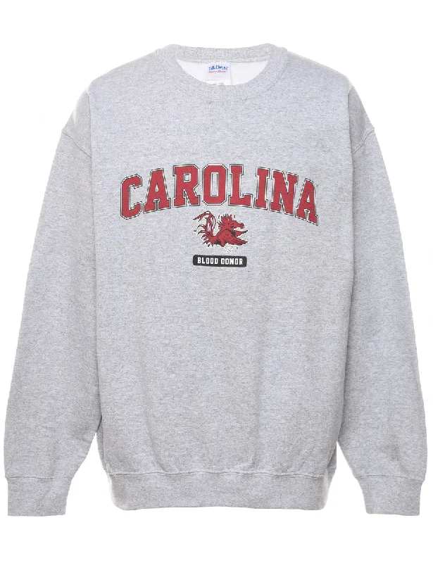 Marl Grey & Maroon Carolina Design Sweatshirt - M Hoodie with Full-Zip Functional Layering Marl Grey & Maroon Carolina Design Sweatshirt - M Hoodie with Full-Zip Functional Layering