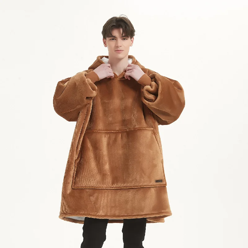 Chestnut Hoodie Blanket Hoodie with High Neck Warm Protective