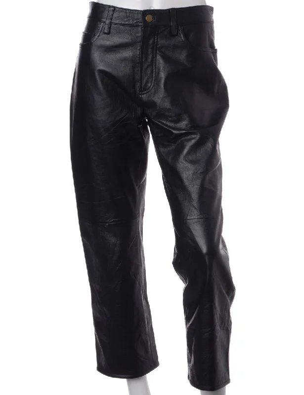 Label Bella Leather Cropped Trouser Trousers Flared Retro