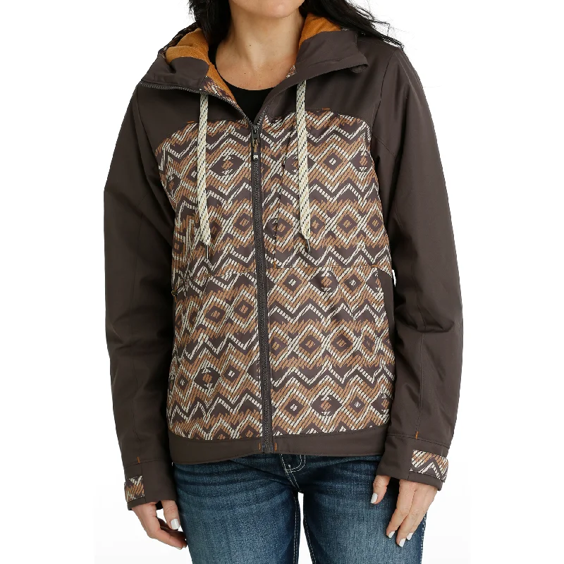 Cinch Ladies Grey Geometric Print Hooded Ski Coat MAJ9846002 Square Neck One-Shoulder Off-the-Shoulder Cinch Ladies Grey Geometric Print Hooded Ski Coat MAJ9846002 Square Neck One-Shoulder Off-the-Shoulder