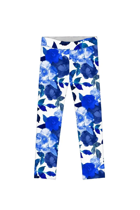 Blue Blood Lucy Cute Floral Printed Stretch Leggings - Girls Comfortable Printed Workout Leggings