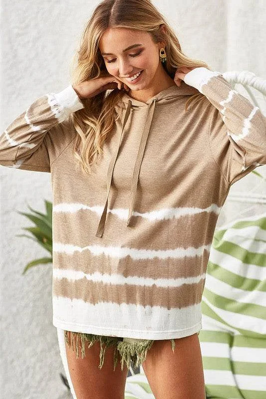 BiBi Drawstring Tie-Dye French Terry Hoodie Hoodie with Zipper Placket Modern Functional BiBi Drawstring Tie-Dye French Terry Hoodie Hoodie with Zipper Placket Modern Functional