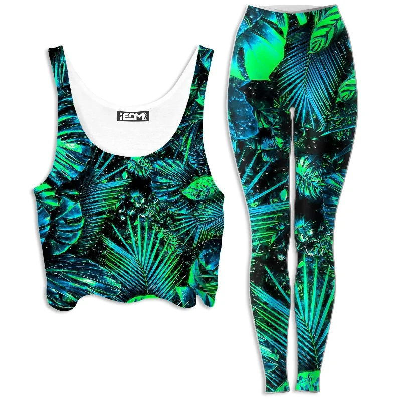 Junglist Tundra Crop Top and Leggings Combo Collared Crew Neck Turtle Neck