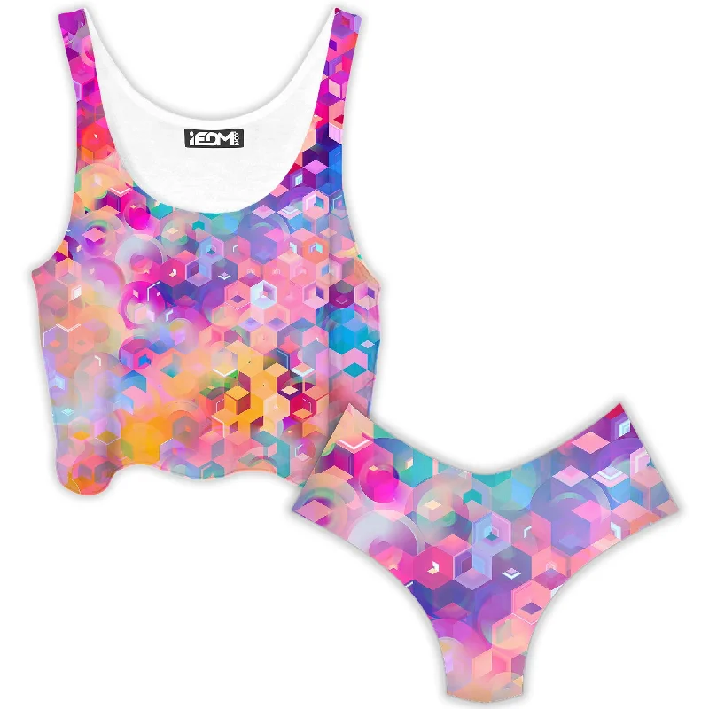 Portal Realm Crop Top and Booty Shorts Combo Iron Safe Non-Iron Wrinkle Free