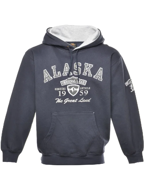 Alaska Embroidered Sweatshirt - M Hoodie with Full-Zip Functional Layering