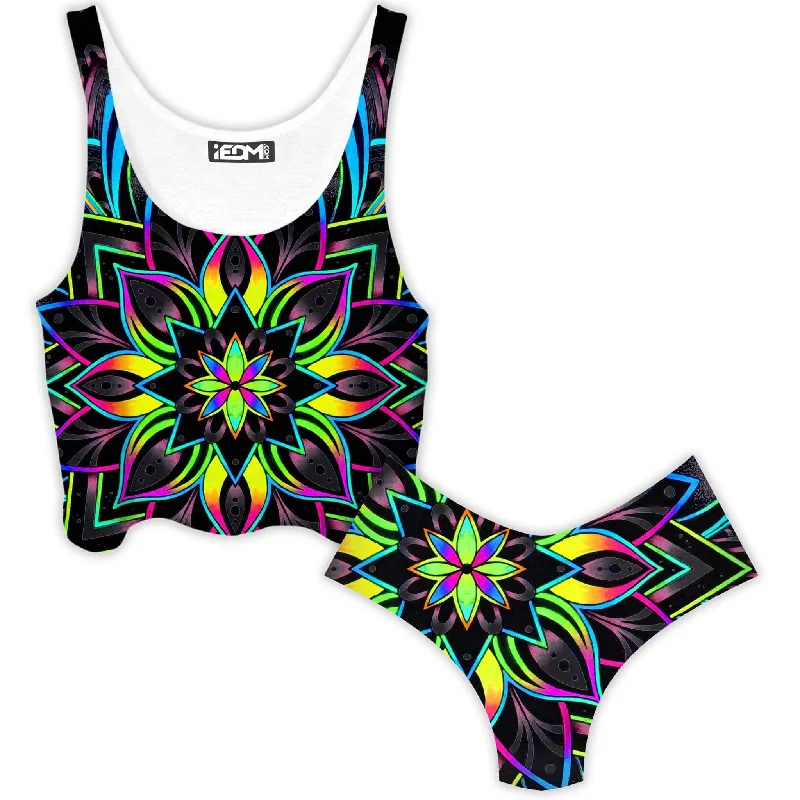 Radiance 2 Crop Top and Booty Shorts Combo Graphic Embroidered Appliqued