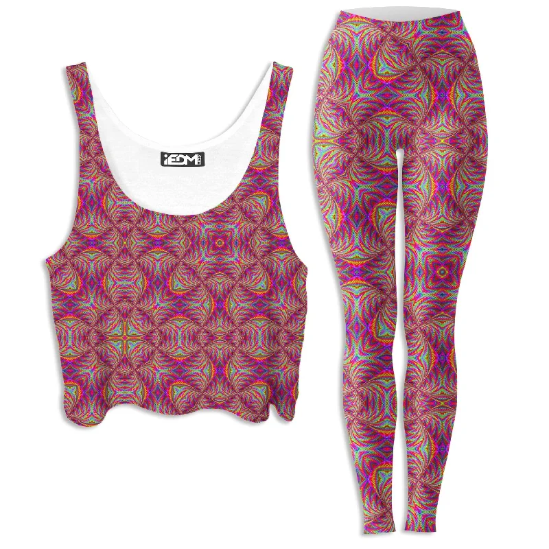 Psy Schism Crop Top and Leggings Combo Jersey Fabric Tulle Fabric Batik Fabric