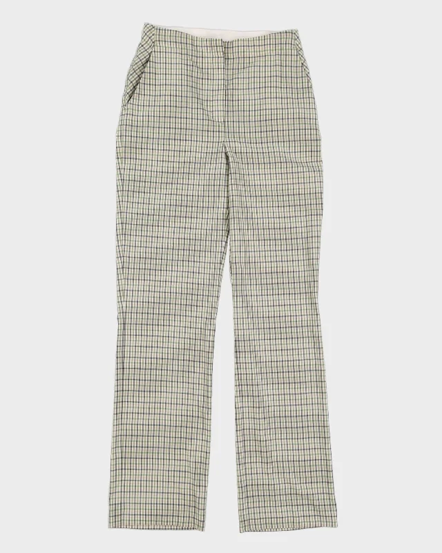 Green And White Checked Trousers - W26 L31 Trousers fashionable trendy