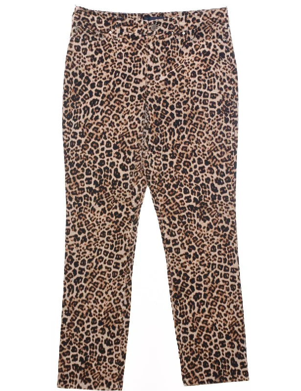 Leopard Print Trousers - W30 L27 Trousers Fleece Cozy