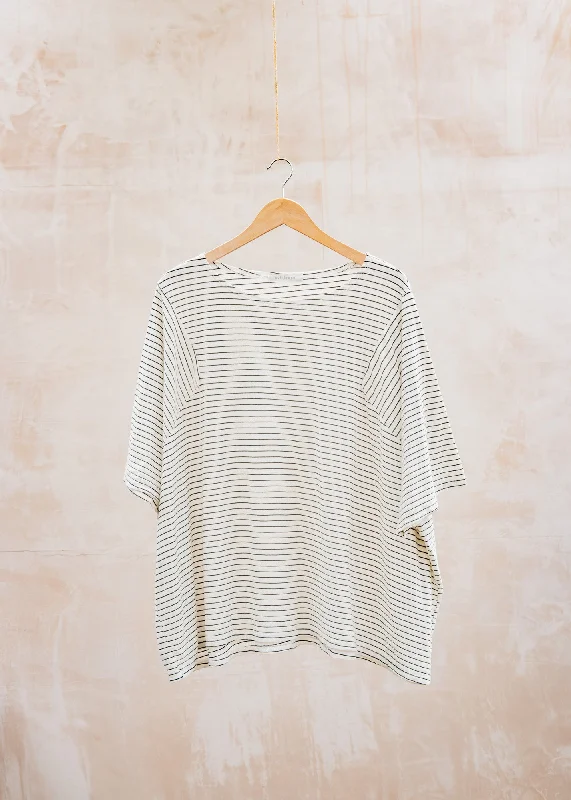 Striped Crop Top in Laundered Ribbed Crop Top High Neck Heavyweight