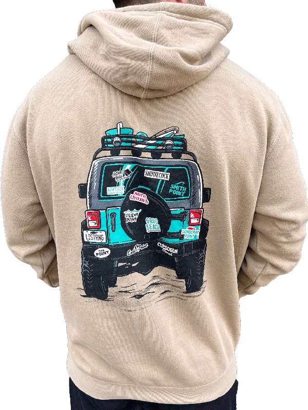 Long Island Strong Off Road Hoodie (Sand) Hoodie with Button Placket Classic Preppy