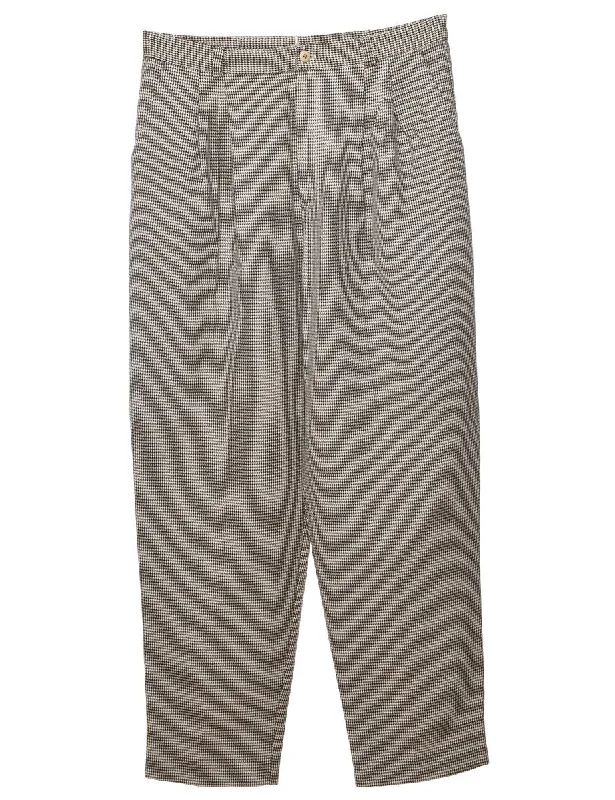 Dogtooth Black & Off-White Trousers - W32 L30 Trousers cozy comfortable