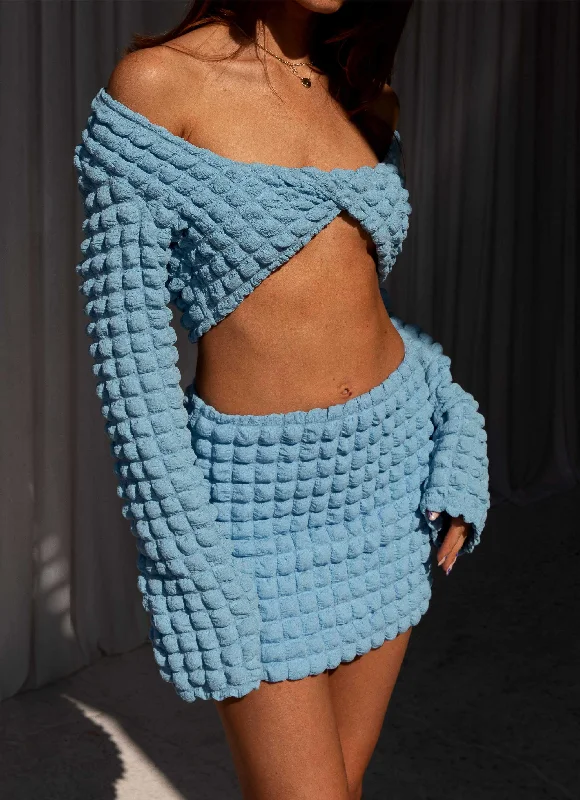 Unfoolish Twist Crop Top - Sky Blue Layered Multi-layer Single Layer