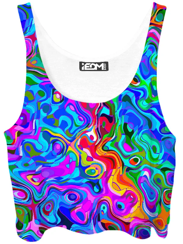 Rainbow Waves Crop Top Knit Fabric Woven Fabric Fleece Fabric