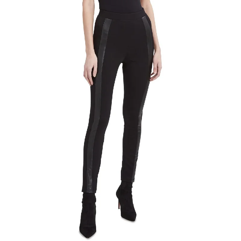 BCBGMAXAZRIA Womens Faux Leather High Waist Leggings Trendy Foil Finish Leggings