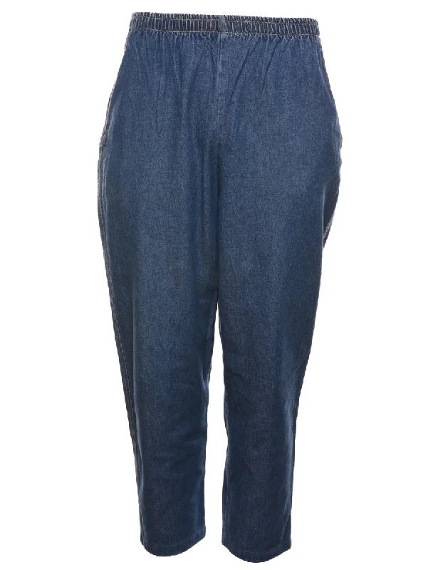 Elasticated Waist Dark Wash Denim Trousers - W28 L27 Trousers practical easy-care