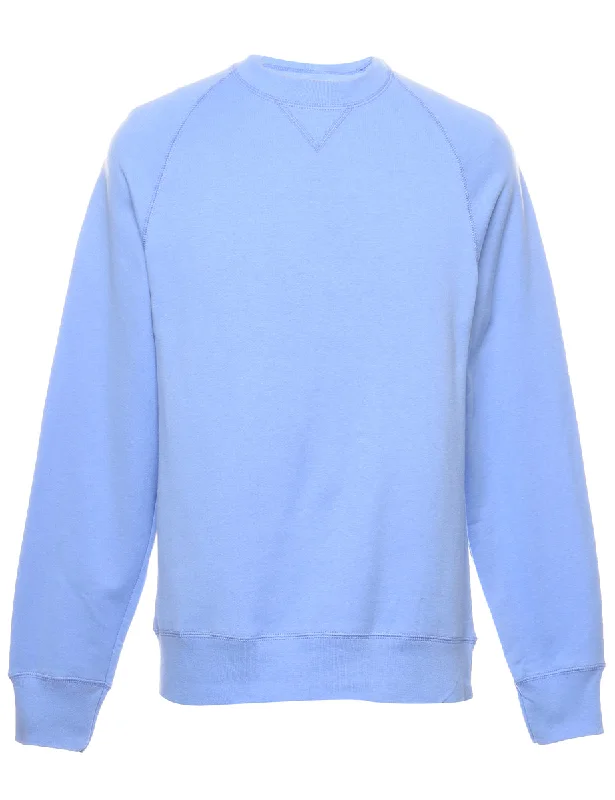 Light Blue Plain Sweatshirt - S Hoodie with Full-Zip Functional Layering