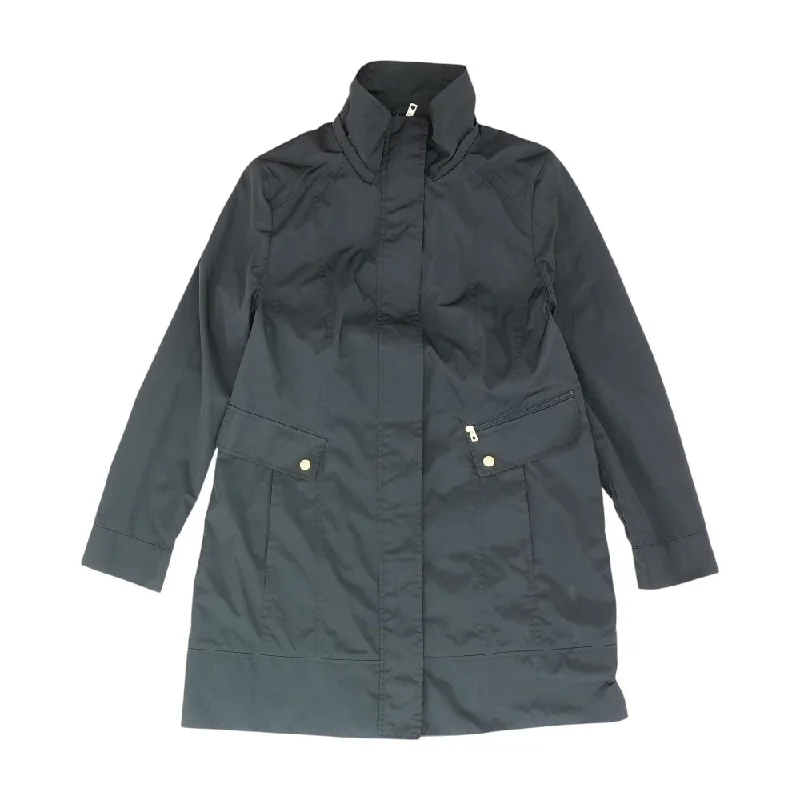 Black Solid Lightweight Coat Crew Neck V-Neck Boat Neck