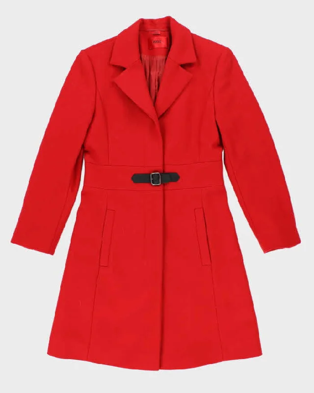 Hugo Boss Red Wool Blend Coat - S Raincoat Turtleneck Coat Wrap Coat