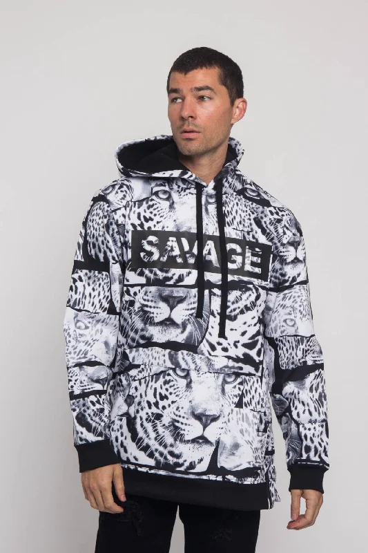 Savage Leopard Fleece Pullover Leg Sleeve Comfort
