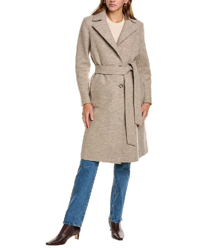 Cinzia Rocca Icons Long Wool Trench Coat Lapel Coat Peter Pan Collar Coat Cowl Neck Coat