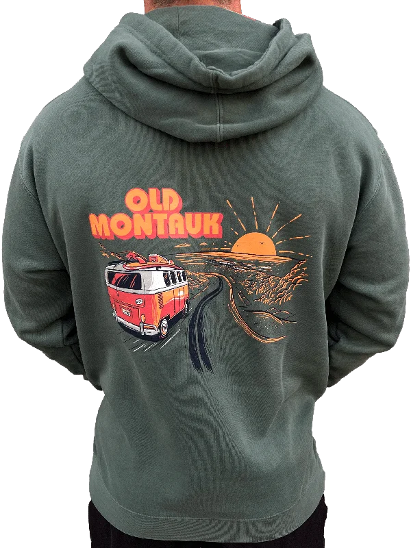 Long Island Strong Old Montauk Hoodie (Pine) Hoodie with Turtle Neck Cozy Winter