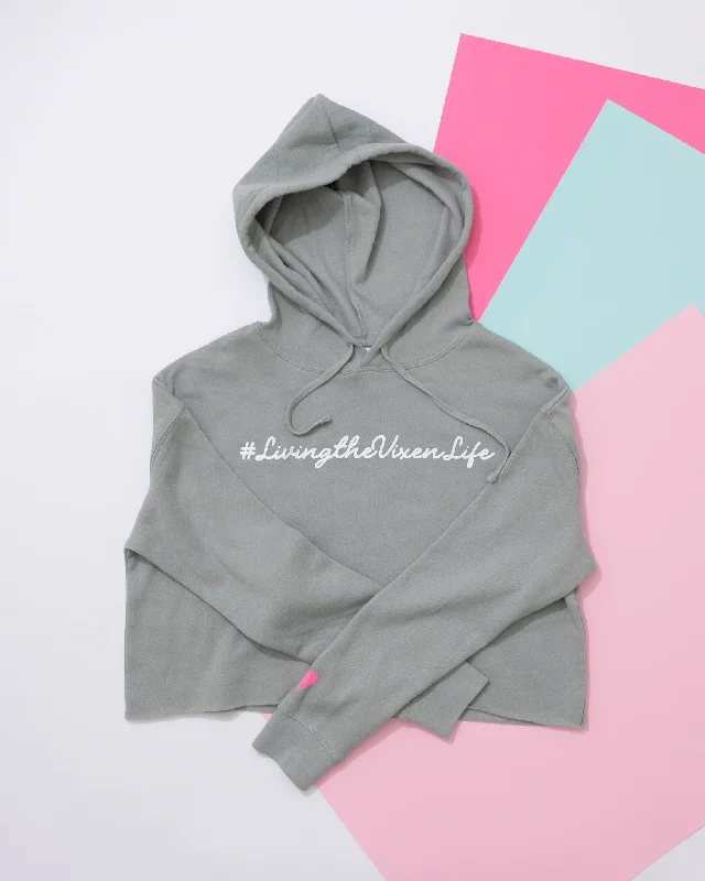 #livingthevixenlife Crop Top Hoodie Mesh Fabric Canvas Fabric Denim Fabric