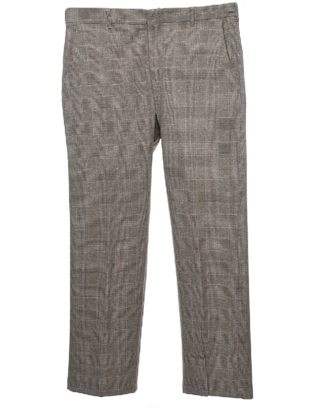 Dogtooth Checked Brown Casual Trousers - W34 L29 Trousers practical durable