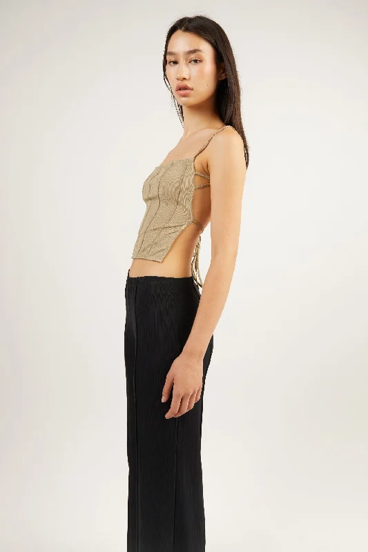 OPEN BACK CROP TOP Welt Pockets Slit Pockets Flap Pockets