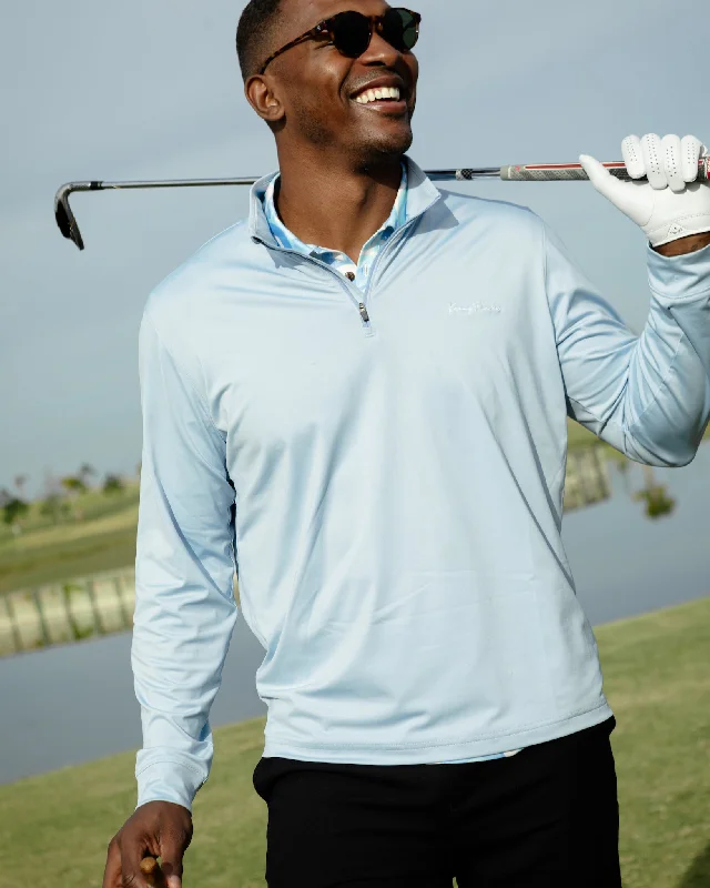 The Kiawah - Sky Blue Quarter Zip Pullover Sarouel Sleeve Pullover