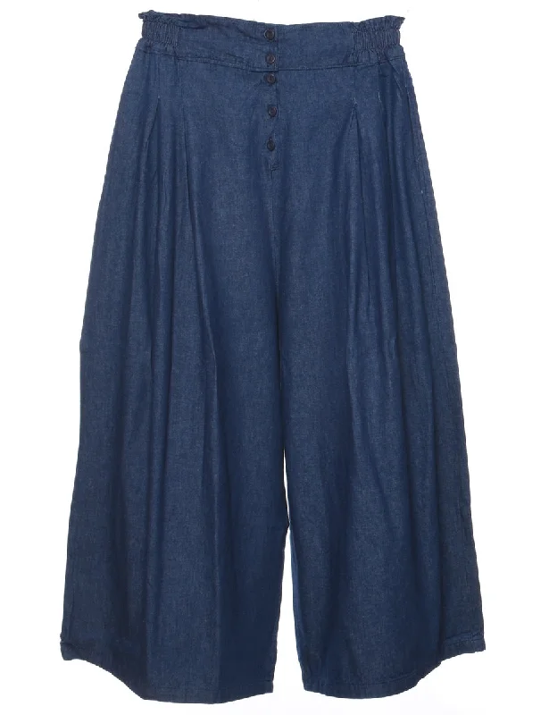 Flared Leg Denim Trousers - W29 L21 Trousers Harem Relaxed Fit