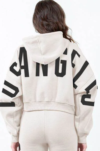 American Bazi Letter Graphic Long Sleeve Drawstring Cropped Hoodie Hoodie with Ribbed Neckline Snug Warm American Bazi Letter Graphic Long Sleeve Drawstring Cropped Hoodie Hoodie with Ribbed Neckline Snug Warm
