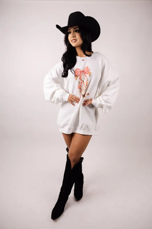 Coquette Floral Bow & Boots Sweatshirt Hoodie with Logo Branding Identity