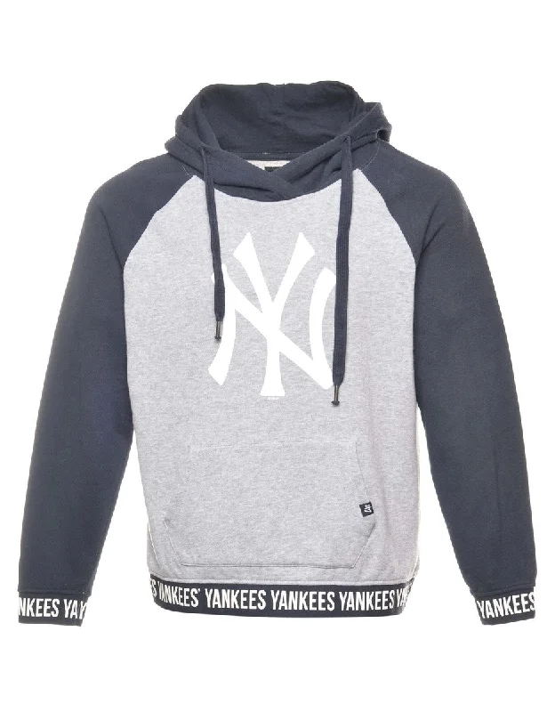 Marl Grey Yankees Hoodie - M Hoodie with Elastic Waist Stretchable Comfortable