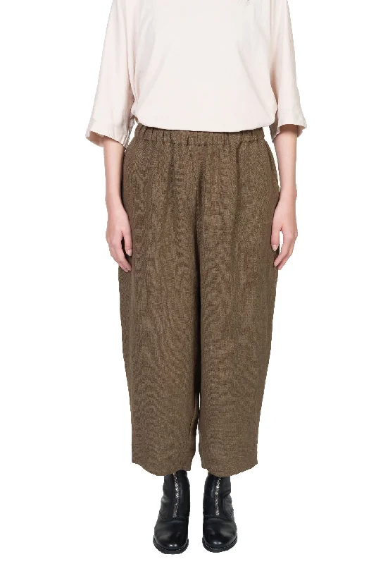 Elastic Linen Trousers Olive Trousers Wedding White