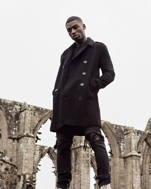 Saint Morta Barons Coat Black Buttoned Toggled Snapped