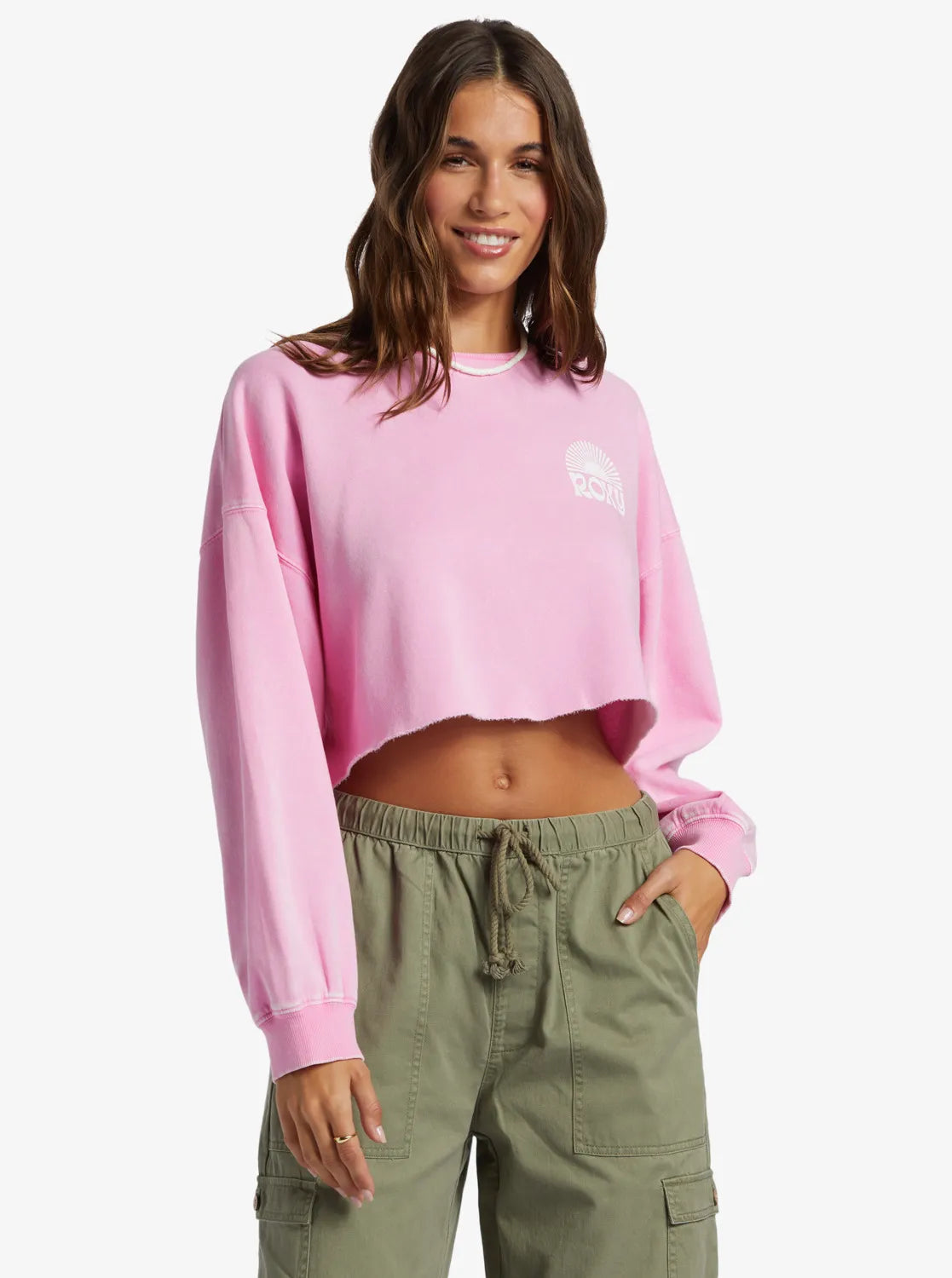 Roxy Womens Sweatshirt Morning Hike Pullover Faux Fur Trim
